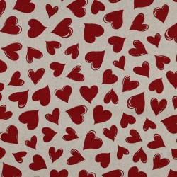ΑΔΙΑΒΡΟΧΟΣ ΚΑΜΒΑΣ LINEN LOOK HEARTS - RED