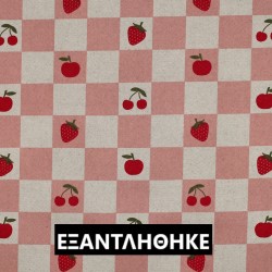 ΑΔΙΑΒΡΟΧΟΣ ΚΑΜΒΑΣ LINEN LOOK CHECKS - PINK